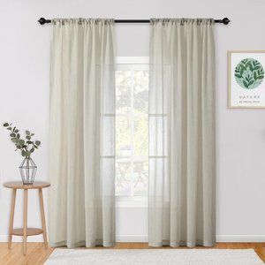 MYSKY HOME Crushed Voile Sheer Curtains for Living Room Rod Pocket